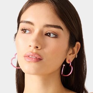 LAST ONE!! Betsey Johnson Pink Heart Hoop Earrings